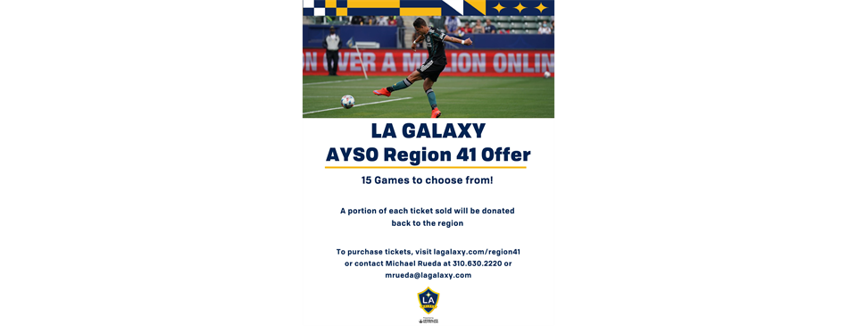 LA Galaxy - AYSO Region 41 Offer (15 Games to Choose From)