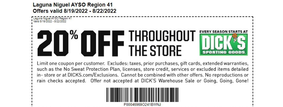 20% Off at Dick's Sporting Goods (Aug. 19-22)