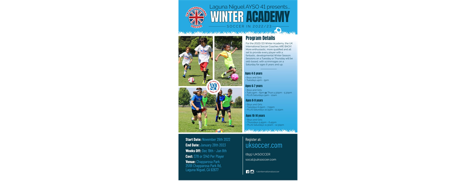Winter Soccer Academy (Dec. 2022 - Jan. 2023)