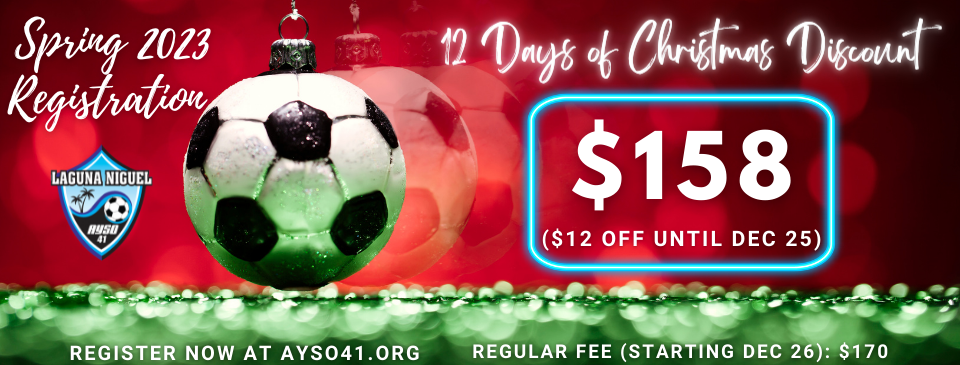 Spring 2023 Registration - 12 Days of Christmas Offer - $12 OFF until Dec. 25th