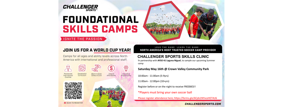 Challenger Sports FREE Skills Clinic - May 16th
